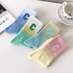 Set 5 Đôi Tất cao cổ họa tiết Chữ C Đổi Màu siêu hót phong cách hàn tt28 LILIRIA 7