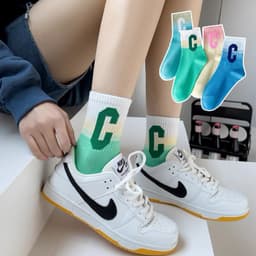 Set 5 Đôi Tất cao cổ họa tiết Chữ C Đổi Màu siêu hót phong cách hàn tt28 LILIRIA 3