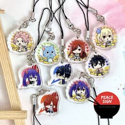 (mua 1 tặng 1) Dây treo điện thoại FAIRY TAIL ver SAO TRÒN & DỰA LOGO Hội pháp sư in hình anime chibi móc mica acrylic 1