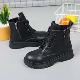 Bốt bé gái, Giày Bốt Cho Bé Gái 3 Tuổi Đến 10 Tuổi, Giày Bốt Cổ Cao Khóa Kéo Tiện Lợi, Boots Trẻ Em Gái Da Pu Mềm [A04] 6