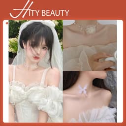Vòng cổ choker cánh bướm dây trong, hoa hồng voan dành cho makeup tạo kiểu - Hity Beauty 1