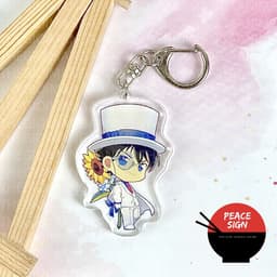 (mua 1 tặng 1) Móc khóa CONAN THÁM TỬ LỪNG DANH ver CẦM HOA in hình anime chibi mica trong acrylic dễ thương 4