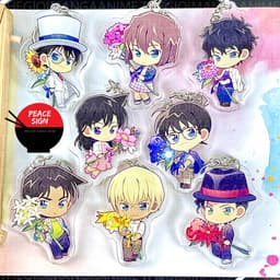 (mua 1 tặng 1) Móc khóa CONAN THÁM TỬ LỪNG DANH ver CẦM HOA in hình anime chibi mica trong acrylic dễ thương 1