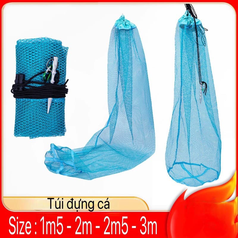 Túi lưới đựng cá rộng 55cm dài 1m5, 2m,2,5m 3m