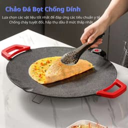 Chảo Đá Nướng Điện Men Nhật Bản Chống Dính Siêu Bền 5 Lớp Vân Chống Dính Nướng Thịt BBQ 36cm 3