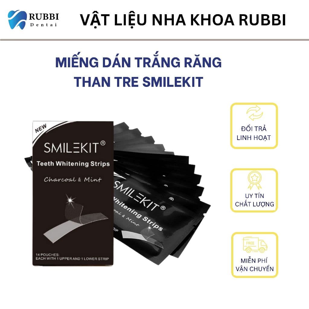 Miếng dán trắng răng than tre hoạt tính SMILEKIT