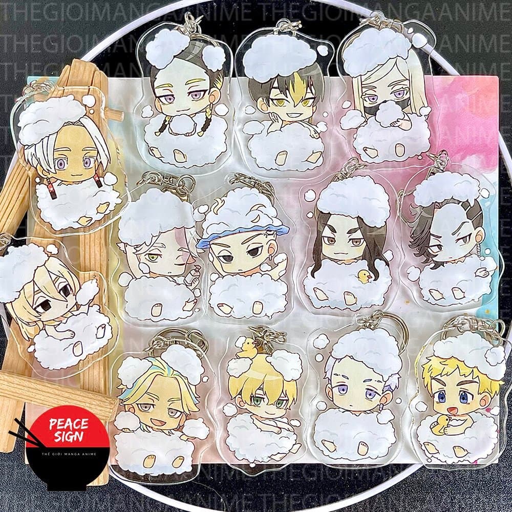 (mua 1 tặng 1) Móc khóa in hình TOKYO REVENGERS - KỊCH TRƯỜNG CỦA TAKEMICHI ver XÀ PHÒNG TẮM anime chibi mica dễ thương
