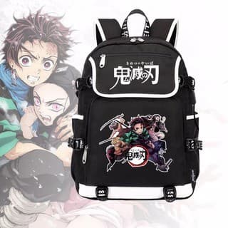 Balo nắp ngang KIMETSU NO YAIBA in hình anime chibi đi học cho nam nữ tiện lợi