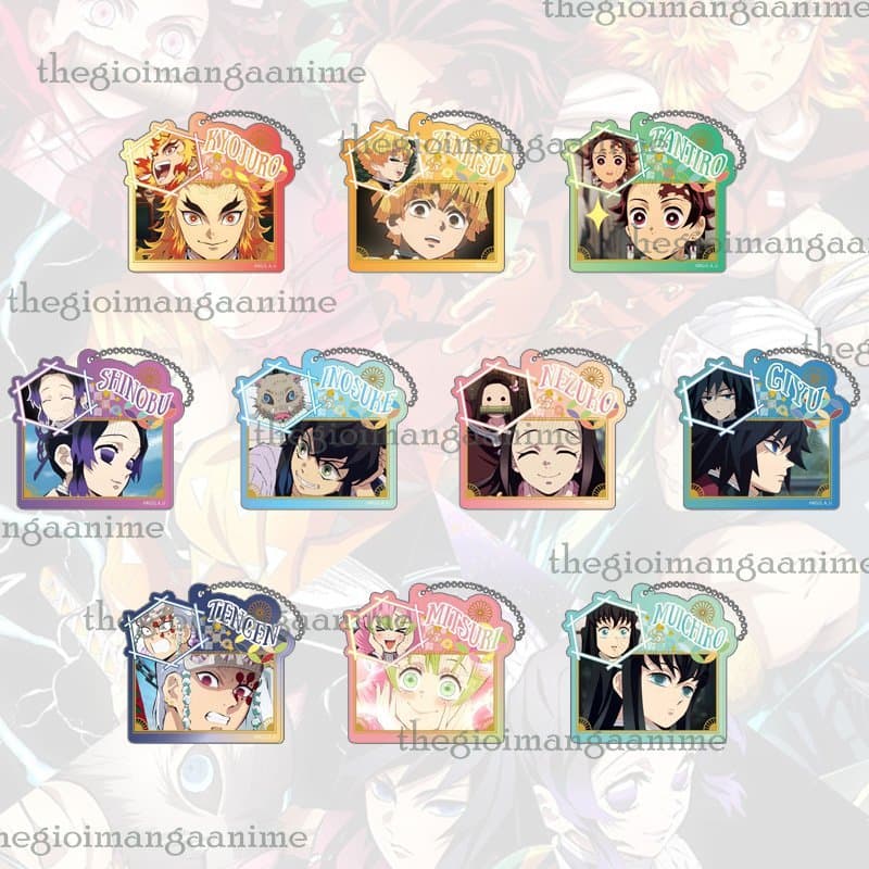 (Mua 1 tặng 1) Móc khóa mica KIMETSU NO YAIBA ver BIỂU CẢM hình in 2 mặt