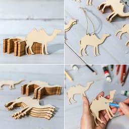 Set Tấm Gỗ CHÚ LẠC ĐÀ Decor Kích Thước 7.5x10cm Cắt Laze,  Nguyên Liệu DIY Và Trang Trí Độc Đáo 4