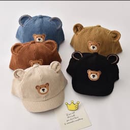 Nón kết gấu [ 4tháng đến 2 tuổi ] dễ thương chất nhung tâm có khoá điều chỉnh dành cho bé đội chống nắng 1