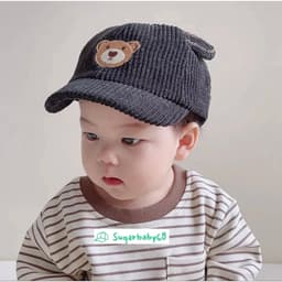 Nón kết gấu [ 4tháng đến 2 tuổi ] dễ thương chất nhung tâm có khoá điều chỉnh dành cho bé đội chống nắng 2