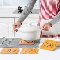 Combo 5 Miếng Lót Ly, Lót Nồi Chống Nóng, Chất Liệu Bằng GỖ Chịu Nhiệt Hàng Loại Đẹp 2