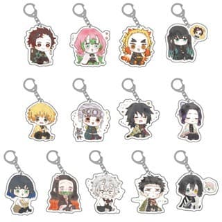 (mua 1 tặng 1) Móc khóa KIMETSU NO YAIBA ver NGỒI CUTE THANH GƯƠM DIỆT QUỶ Mica trong acrylic anime chibi