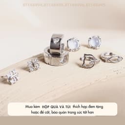 Bông Tai Cây Xỏ Bạc 925 NHÀ CÚ Hình Tim Đá Zircon Cz 5A Màu Bạc 148496 5