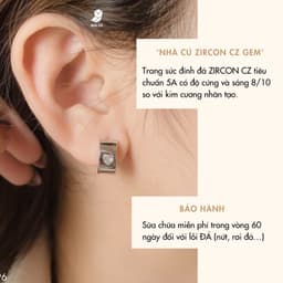 Bông Tai Cây Xỏ Bạc 925 NHÀ CÚ Hình Tim Đá Zircon Cz 5A Màu Bạc 148496 3