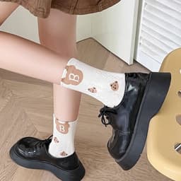 Set 5 Đôi Tất Nữ Cổ Cao Gấu Trắng Chữ B Dễ Thương Hàn Quốc TT25 3