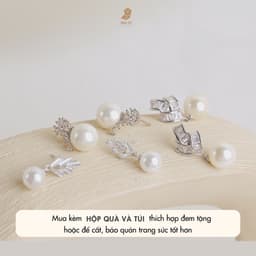 Bông Tai Nữ Đá Zircon Cz 5A Hạt Ngọc Và Hoa NHÀ CÚ Cây Xỏ Bạc 925 Phong Cách Sang Trọng Màu Bạc 18396 4