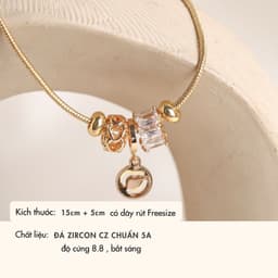 Vòng Tay NHÀ CÚ Dây Rút Đính Đá Cz Ánh Pha Lê Khối Trụ Cá Tính 3365 4