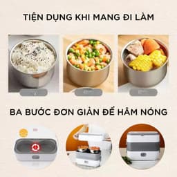 Hộp cơm cắm điện VINALUXURY 2 tầng 4 bát inox giữ nhiệt, hâm nóng và nấu chín thức ăn tiện lợi 2