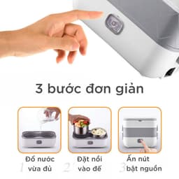 Hộp cơm cắm điện VINALUXURY 2 tầng 4 bát inox giữ nhiệt, hâm nóng và nấu chín thức ăn tiện lợi 3