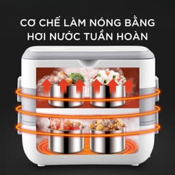 Hộp cơm cắm điện VINALUXURY 2 tầng 4 bát inox giữ nhiệt, hâm nóng và nấu chín thức ăn tiện lợi 4