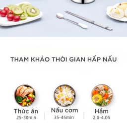 Hộp cơm cắm điện VINALUXURY 2 tầng 4 bát inox giữ nhiệt, hâm nóng và nấu chín thức ăn tiện lợi 5