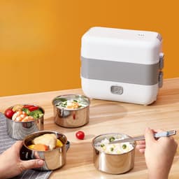 Hộp cơm cắm điện VINALUXURY 2 tầng 4 bát inox giữ nhiệt, hâm nóng và nấu chín thức ăn tiện lợi 7