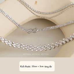 Dây Chuyền Choker Cổ Nữ NHÀ CÚ Bản Đính Đá Màu Bạc Nữ Tính 7006 6