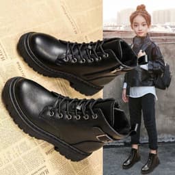 Bốt bé gái, Giày Bốt Cho Bé Gái 3 Tuổi Đến 10 Tuổi, Giày Bốt Cổ Cao Khóa Kéo Tiện Lợi, Boots Trẻ Em Gái Da Pu Mềm [A04] 7