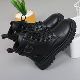 Bốt bé gái, Giày Bốt Cho Bé Gái 3 Tuổi Đến 10 Tuổi, Giày Bốt Cổ Cao Khóa Kéo Tiện Lợi, Boots Trẻ Em Gái Da Pu Mềm [A04] 8