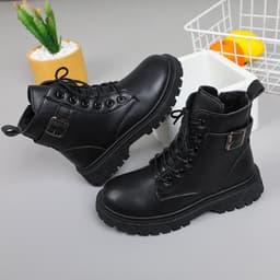 Bốt bé gái, Giày Bốt Cho Bé Gái 3 Tuổi Đến 10 Tuổi, Giày Bốt Cổ Cao Khóa Kéo Tiện Lợi, Boots Trẻ Em Gái Da Pu Mềm [A04] 9