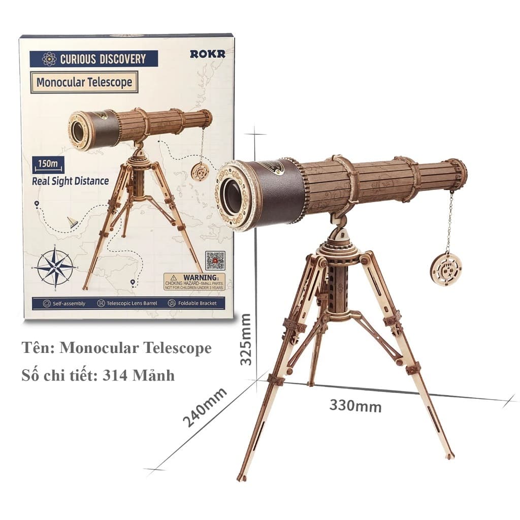 Kính Viễn Vọng - Đồ Chơi Mô Hình Gỗ 3D Tự Lắp Ráp ROBOTIME ROKR