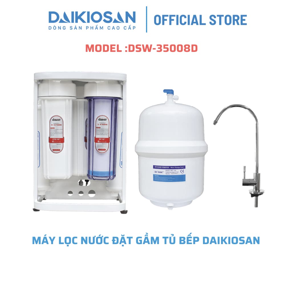 Máy Lọc Nước Đặt Gầm, Tủ bếp Daikiosan DSW-35008D - 08 cấp lọc BH 02 năm