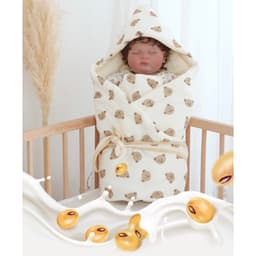 Chăn ủ sơ sinh TRẦN BÔNG, Xô Muslin Hạt Đậu, chăn quấn mùa đông cho bé, ủ kén hình gấu 3