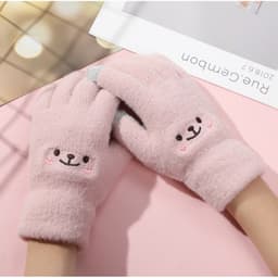 Găng tay lông mềm cảm ứng mặt cười xinh xắn (GT03) 3