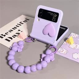 [CÓ SẴN] Nhiều màu - Ốp Z FLIP 8 - Z Flip4 - Z Flip6 - Flip5 5G màu pastel charm tim kèm dây nơ và thanh bảo vệ bản lề 3