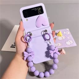 [CÓ SẴN] Nhiều màu - Ốp Z FLIP 8 - Z Flip4 - Z Flip6 - Flip5 5G màu pastel charm tim kèm dây nơ và thanh bảo vệ bản lề 4