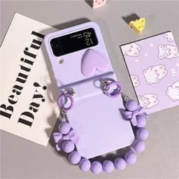 [CÓ SẴN] Nhiều màu - Ốp Z FLIP 8 - Z Flip4 - Z Flip6 - Flip5 5G màu pastel charm tim kèm dây nơ và thanh bảo vệ bản lề 6