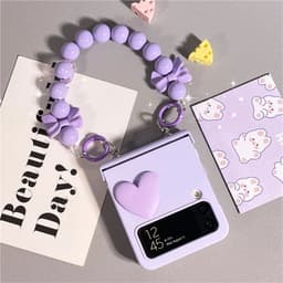 [CÓ SẴN] Nhiều màu - Ốp Z FLIP 8 - Z Flip4 - Z Flip6 - Flip5 5G màu pastel charm tim kèm dây nơ và thanh bảo vệ bản lề 5