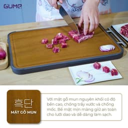 Thớt 2 mặt Gume inox 304 và gỗ mun cao cấp Thớt hai mặt 43,5 x 26 x 2cm Thớt inox 4