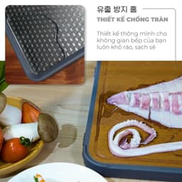 Thớt 2 mặt Gume inox 304 và gỗ mun cao cấp Thớt hai mặt 43,5 x 26 x 2cm Thớt inox 9