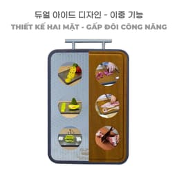 Thớt 2 mặt Gume inox 304 và gỗ mun cao cấp Thớt hai mặt 43,5 x 26 x 2cm Thớt inox 6