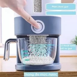 Hộp đựng gạo - Thùng đựng gạo tiện ích 10kg Hokori Việt Nhật 5338. Có cốc đong gạo. Nút bấm lấy gạo tự động. 8