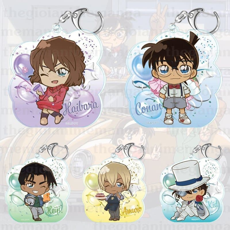 (mua 1 tặng 1) Móc khóa DETECTIVE CONAN ver SINH NHẬT Thám tử lừng danh in hình anime chibi mica keyring dễ thương