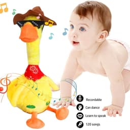 Đồ chơi trẻ em Vịt nhồi bông nhảy múa nhại giọng biết nói, Vịt nhại giọng sạc điện biết hát quà tặng cho bé. 2