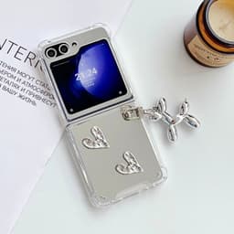 [CÓ SẴN] Ốp Z Flip8 - Z Flip4 - Z Flip3 - Flip6 5G tráng gương chống sốc charm tim cá tính kèm móc khóa poodle dễ thương 2