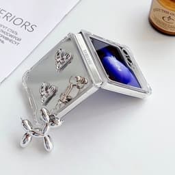 [CÓ SẴN] Ốp Z Flip8 - Z Flip4 - Z Flip3 - Flip6 5G tráng gương chống sốc charm tim cá tính kèm móc khóa poodle dễ thương 4