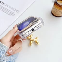 [CÓ SẴN] Ốp Z Flip8 - Z Flip4 - Z Flip3 - Flip6 5G tráng gương chống sốc charm tim cá tính kèm móc khóa poodle dễ thương 5