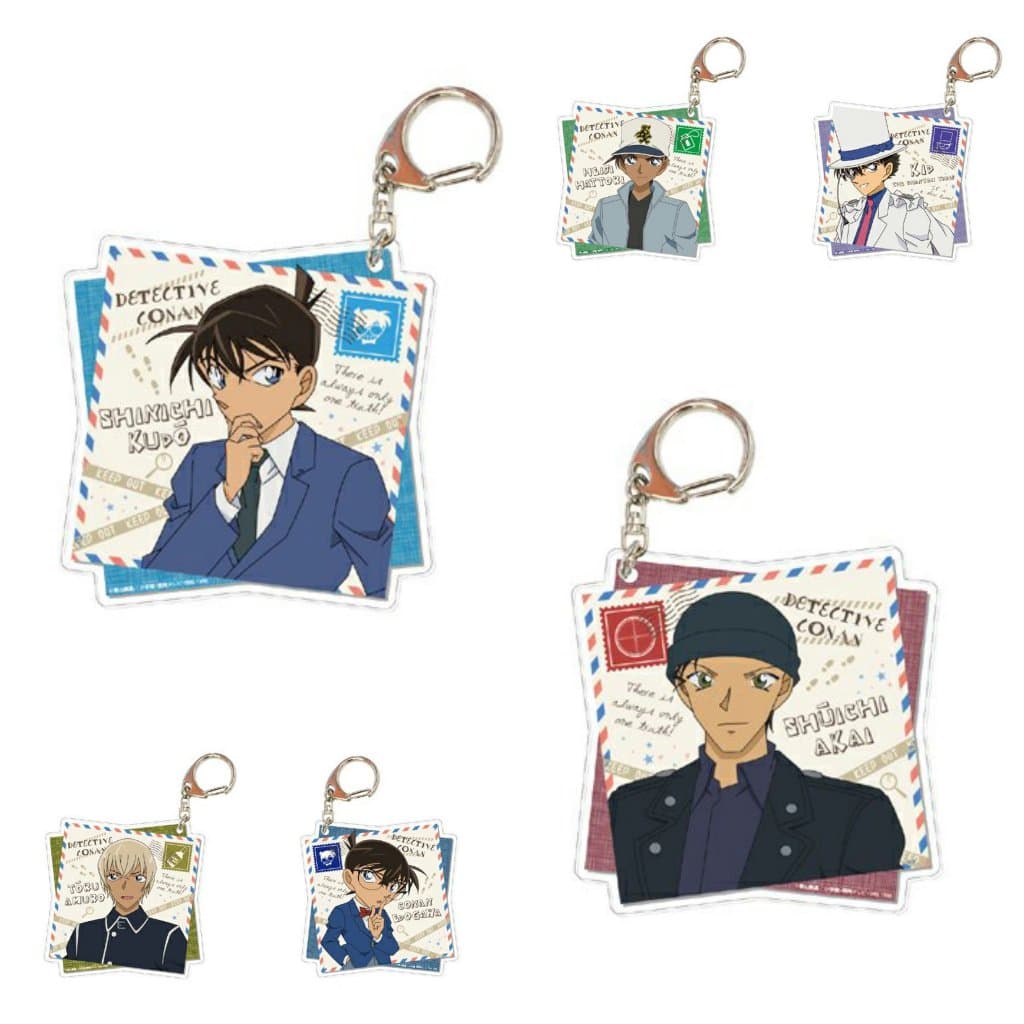 (Mua 1 tặng 1) Móc khóa mica DETECTIVE CONAN ver THƯ Thám tử lừng danh hình in 2 mặt